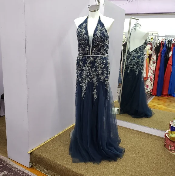 JVN by Jovani Dresses | Jovan Navy Formal Dress Size 18 | Color: Blue/Silver | Size: 18 | Lydiaj1958'S Closet